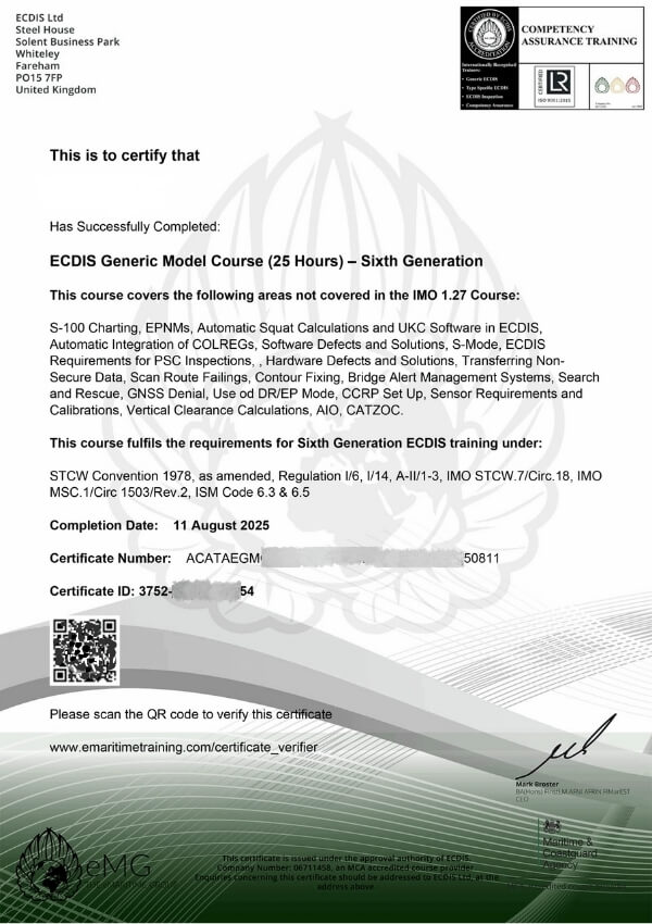 ECDIS Generic Model Course Certificate - What You Were Not Taught